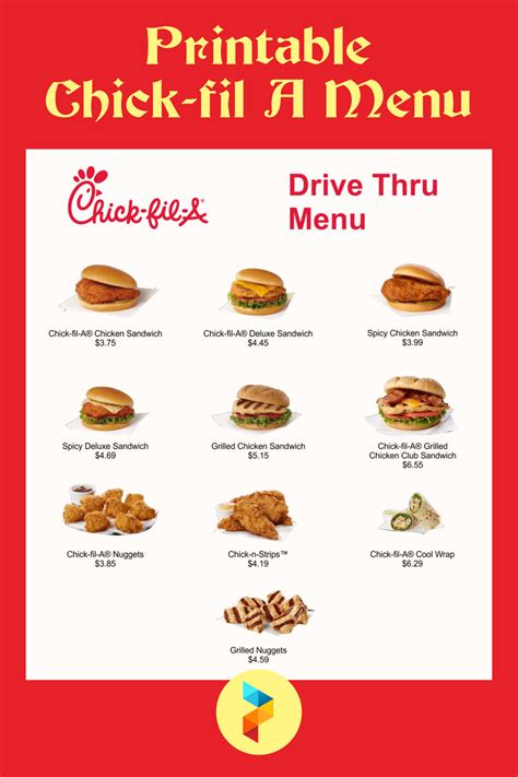 chickfilq menu|chick fil a menu print.